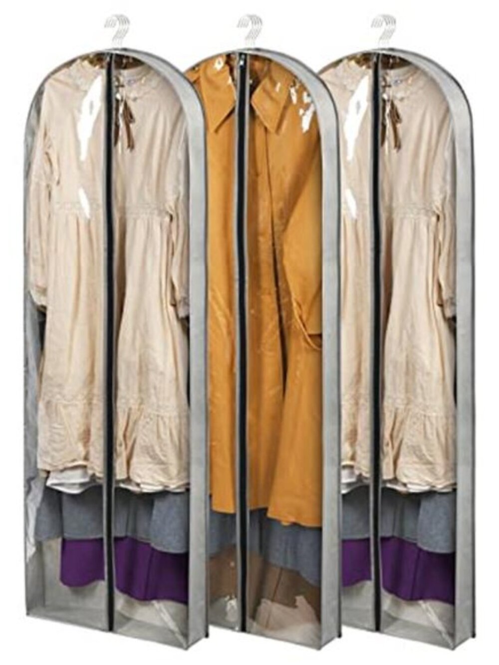 Clear Garment Bags Hanging Clothes Storage 60 Inch Dress Coat Cover Set